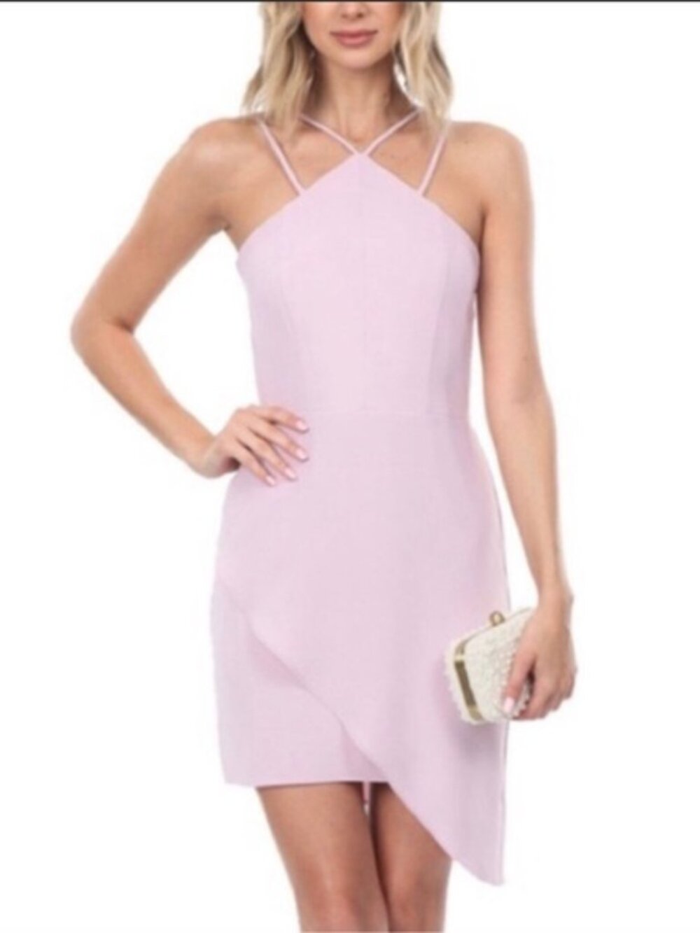 Amanda Uprichard Odean Asymmetrical Baby Pink Purple Cocktail Mini Dress Size S